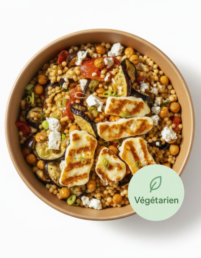 Couscous perlé aux légumes grillés et halloumi