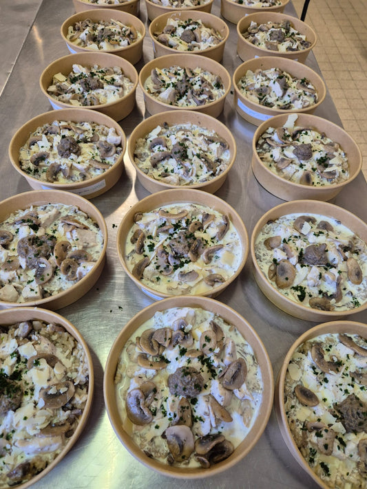 Risotto de poulet, champignon, crème à la truffe