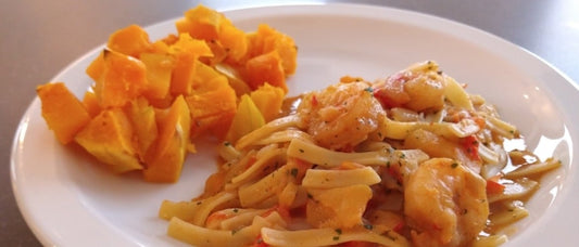 Linguine aux scampis et légumes d'hiver
