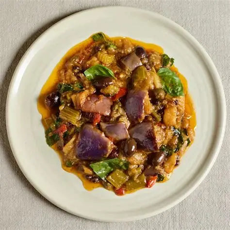 Caponata aux aubergines et céleris