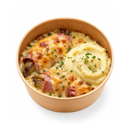Chicons au gratin et purée