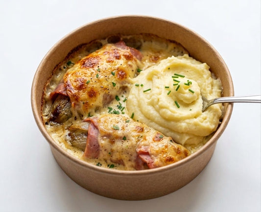 Chicons au gratin et purée
