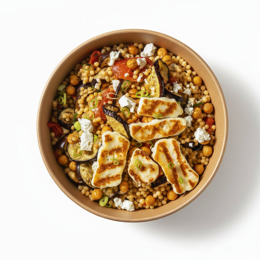 Couscous perlé aux légumes grillés et halloumi