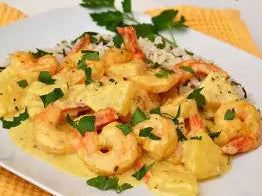 Curry de crevettes aux ananas