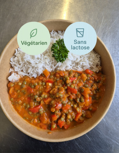 Dahl indien crémeux au champignon et poivrons