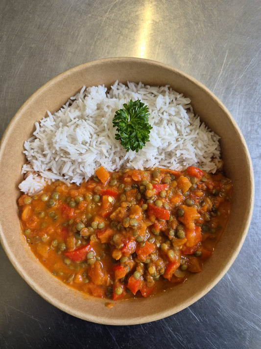 Dahl indien crémeux au champignon et poivrons