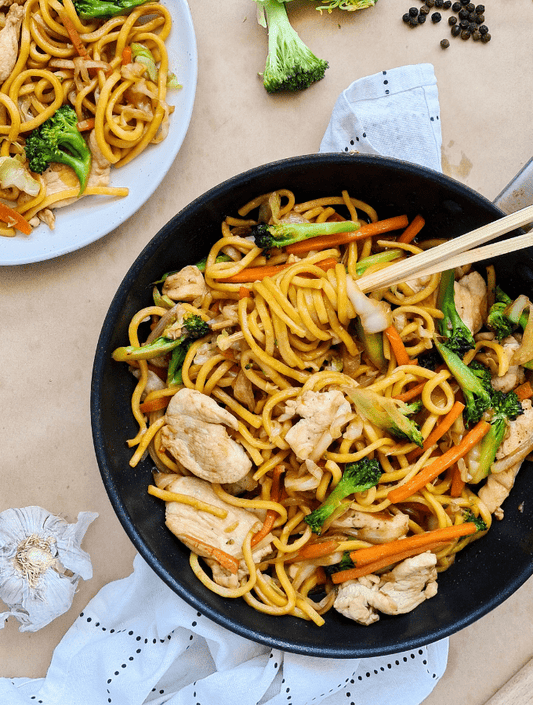Nouilles sautées au poulet et légumes croquants - Samedi 20/09