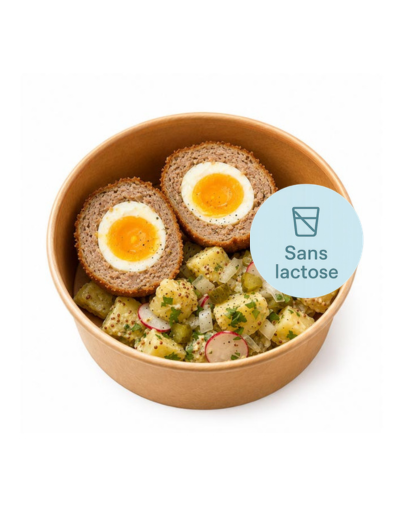 L'œuf écossais avec sa salade de pommes de terre