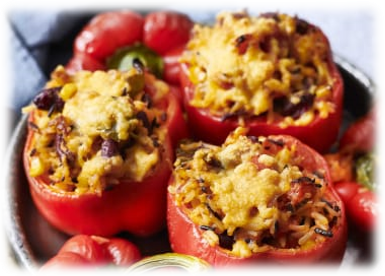 Poivron farci, ratatouille, riz