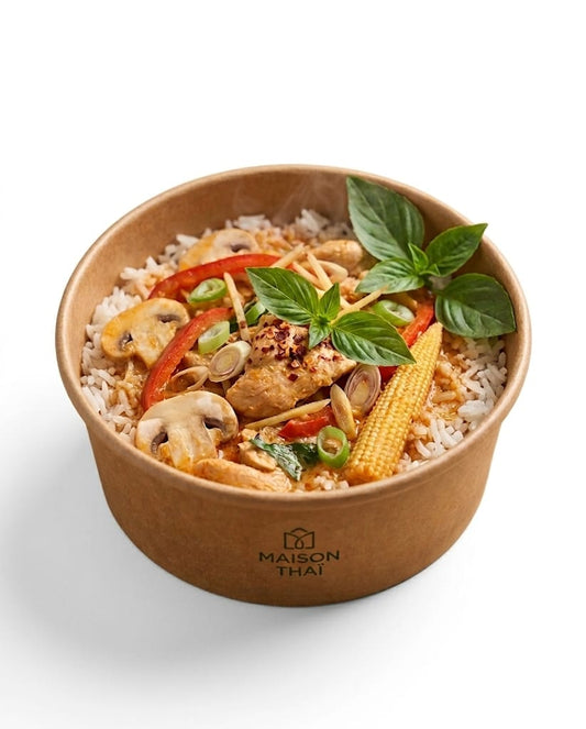 Poulet aux saveurs thaï  au curry rouge (épicé)