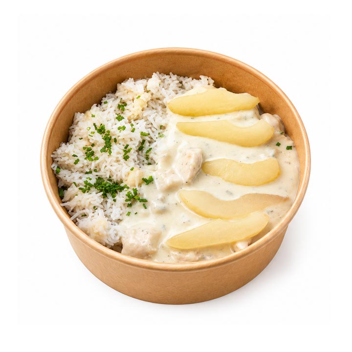 Poulet à la  sauce au Boursin et poires caramélisées