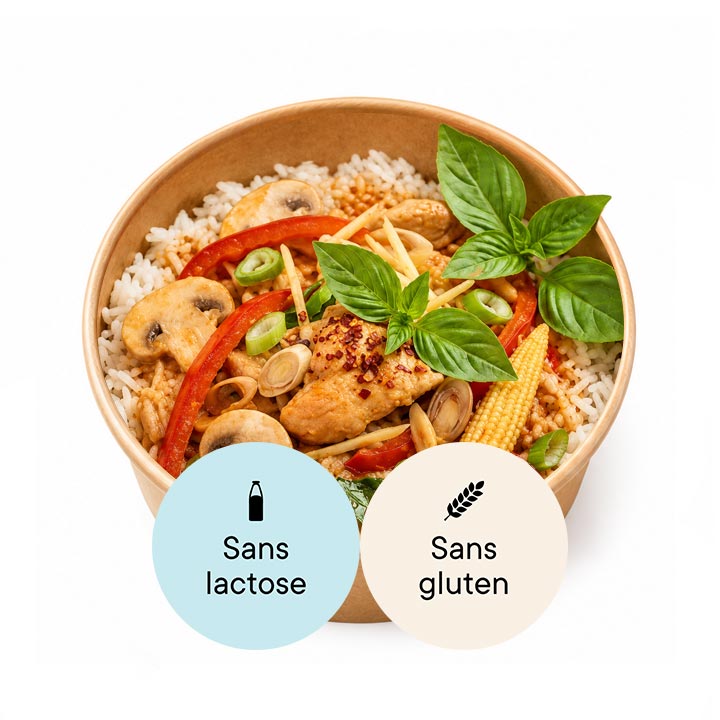 Poulet aux saveurs thaï  au curry rouge (épicé)