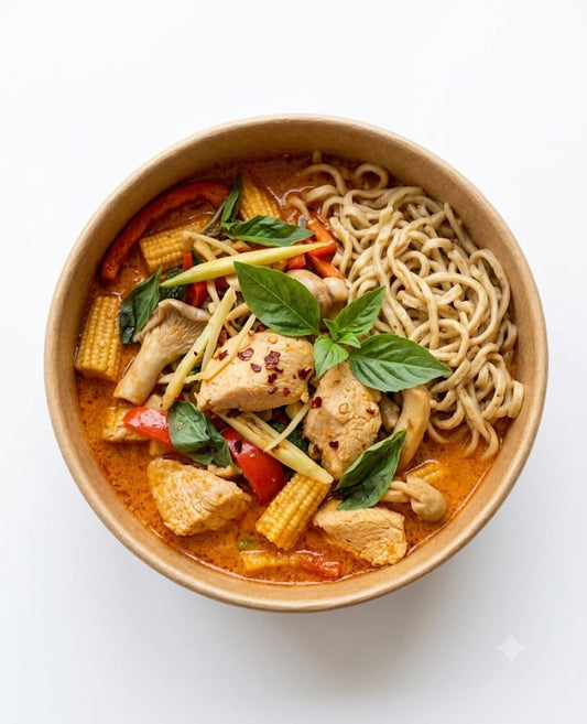 Poulet aux saveurs thaï  au curry rouge (épicé)