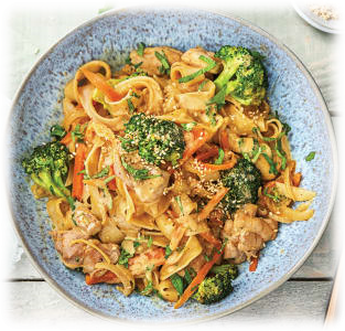 Nouilles au poulet curry rouge (épicé) sans lactose