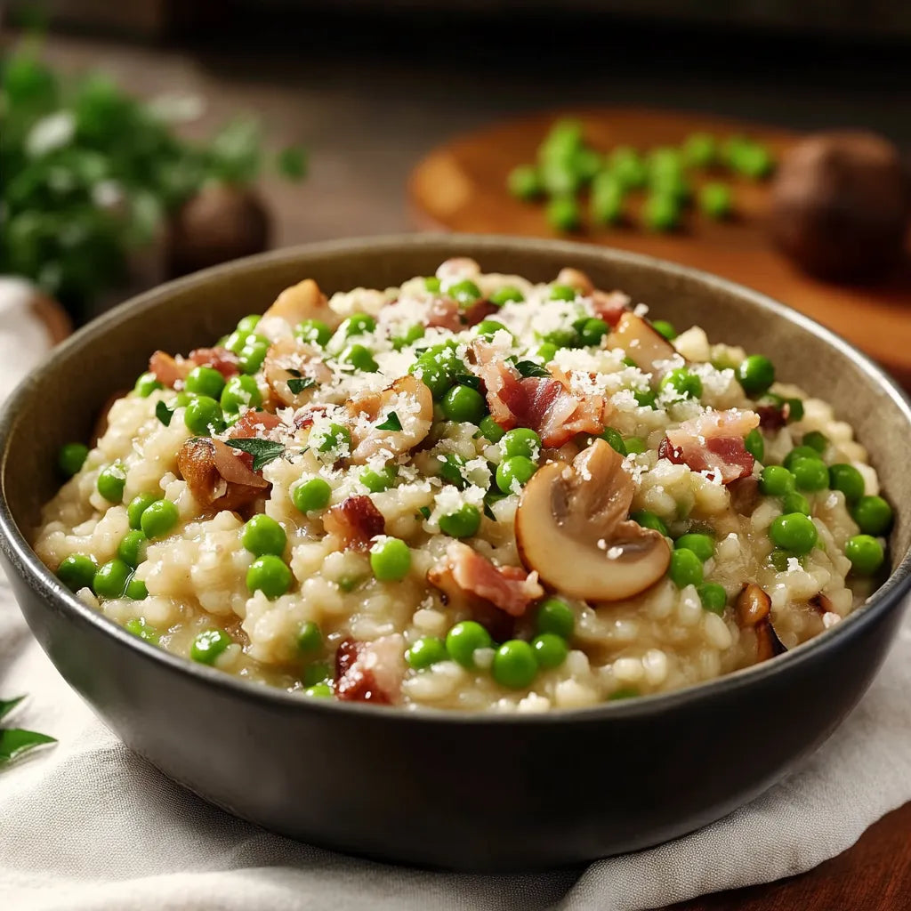Risotto aux petits lardons et petits pois