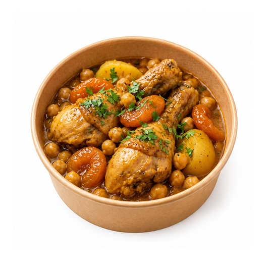 Tajine de poulet aux abricots et aux pois chiches