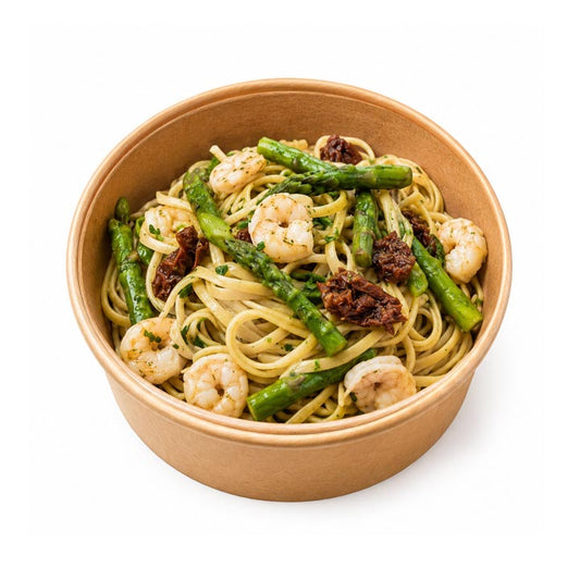 Linguine aux asperges et aux scampis