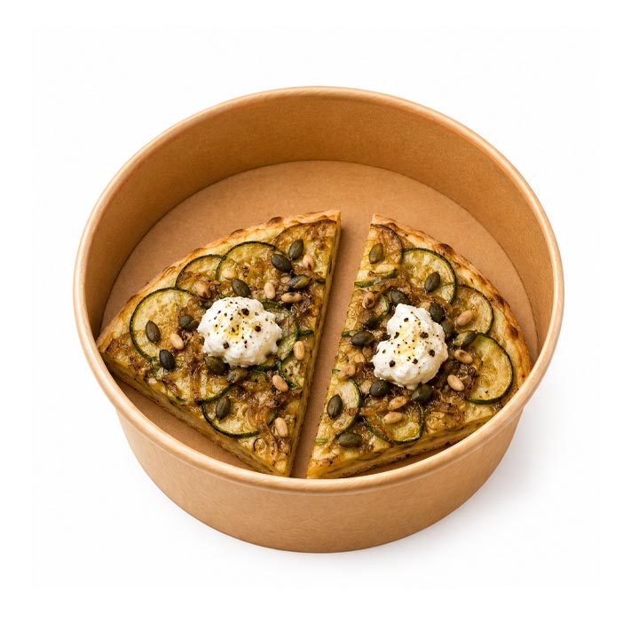 Tarte tatin de courgettes avec burratina (1 portion = 1/2 tarte)