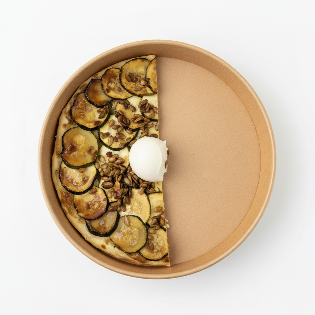 Tarte tatin de courgettes avec burratina (1 portion = 1/2 tarte)